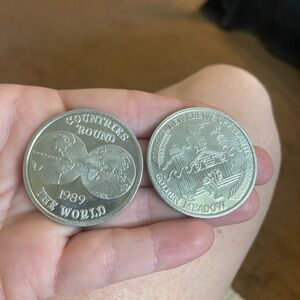 Set of 2 1989 Golden Meadow New Krewe of Atlantis Parade Dabloons